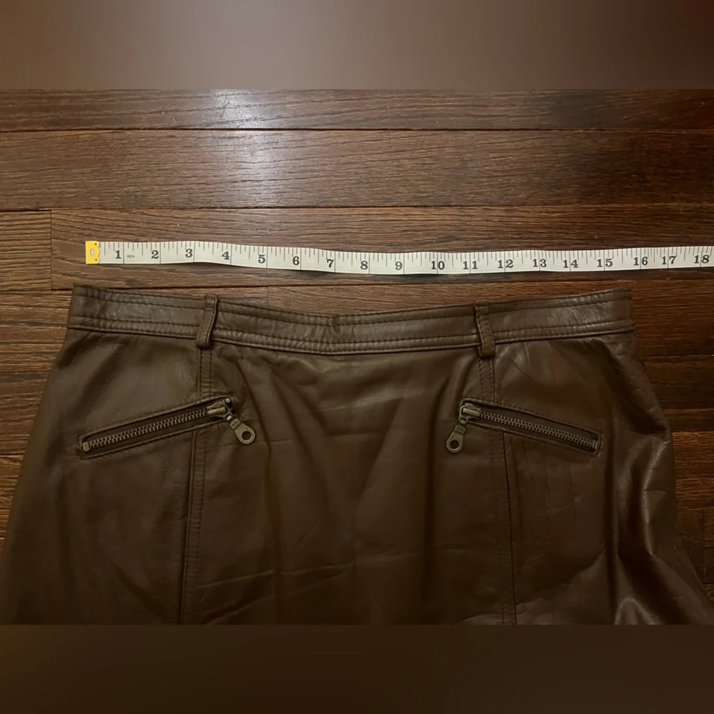 Vtg Together Brown Leather Pencil Skirt - Picture 3 of 4